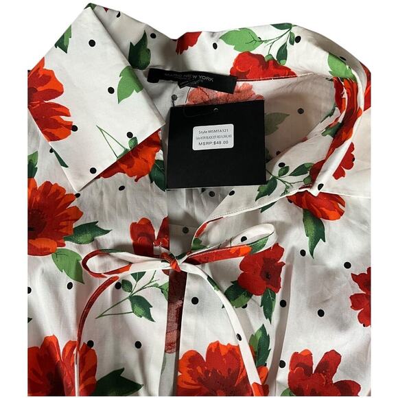 New With Tag MARK NEW YORK Andrew Mark Small White Floral Sleeveless Top Tie Up - Picture 7 of 10